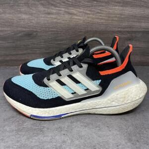 Adidas Ultraboost 21 Running Shoes Mens Size 7.5 Black Blue Athletic Shoes S2386